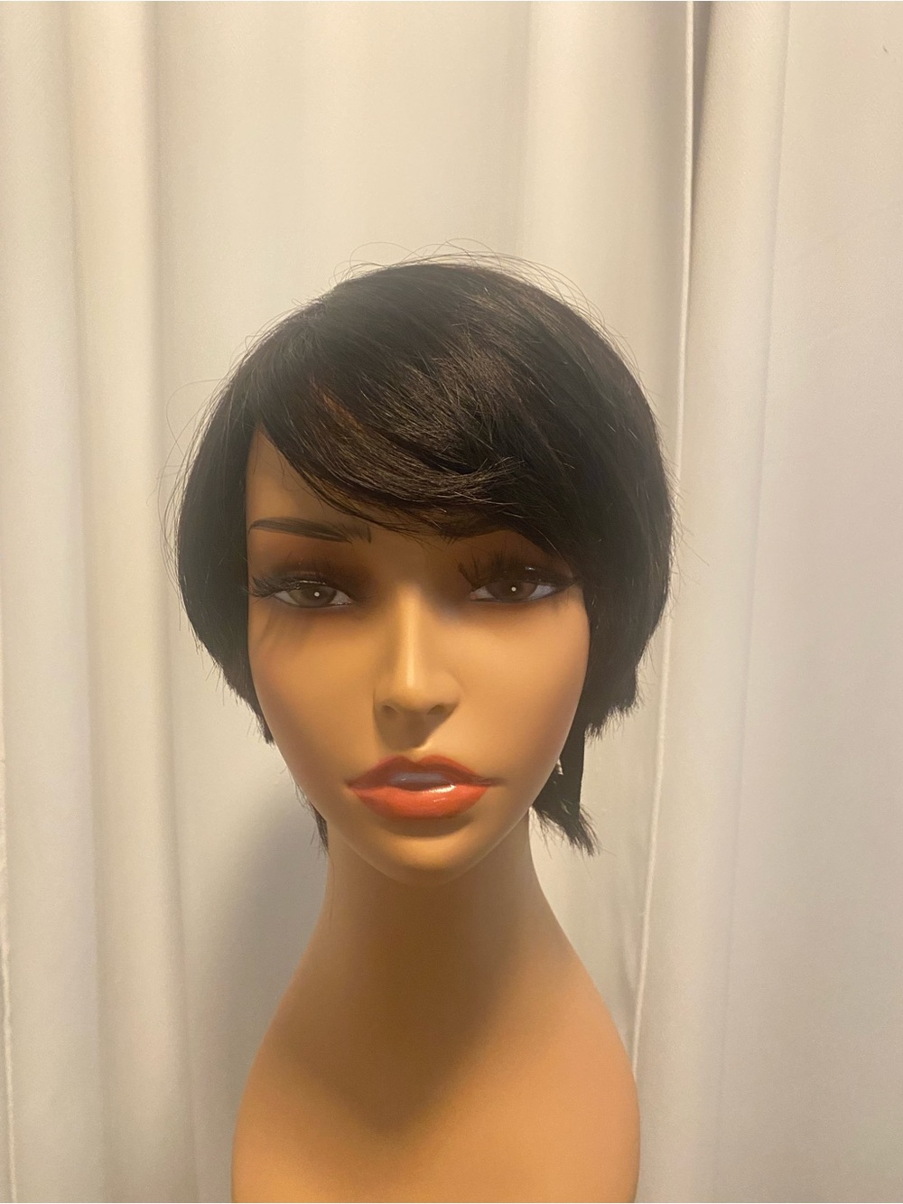💯 Human HairShort Pixie-Style Women's Wig in Dark Black